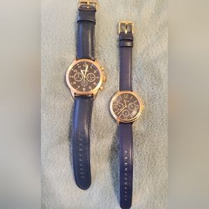 Fossil- His and Hers Navy Blue Watch Set